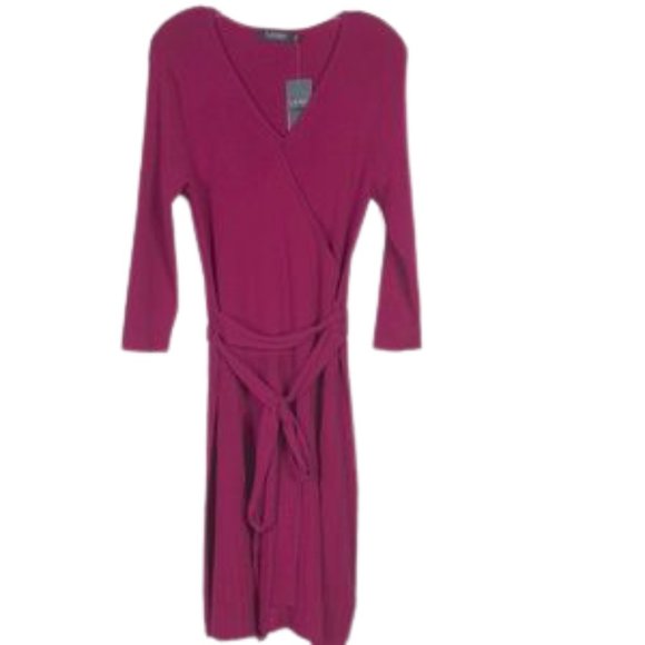 Lauren Ralph Lauren Dresses & Skirts - 💲SOLD 💲SOLD RALP LAUREN NWT Plum knit dress, belt, Size: XL